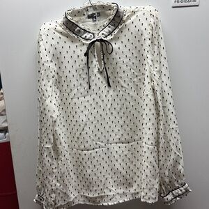 Talbots Ivory Top with Black Dots